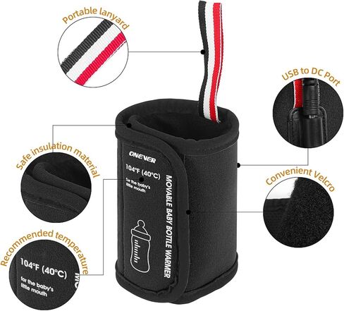 سخان زجاجات محمول للسفر من ONEVER، جهاز تسخين زجاجات الأطفال بالسيارة، جهاز تسخين زجاجات السفر المحمول USB لحليب الأم بدرجة حرارة ثابتة، زجاجة رضاعة محمولة عازلة لتدفئة زجاجات الأطفال in Kuwait