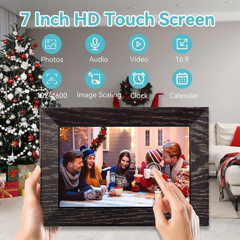 7 Inch Digital Picture Frame WiFi Digital Photo Frame, IPS HD Touch Screen Smart Photo Frame, 16GB Storage, Auto-Rotate, Easy Setup, Share Photos/Videos via Uhale App from Anywhere in Saudi Arabia