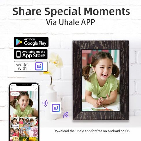 7 Inch Digital Picture Frame WiFi Digital Photo Frame, IPS HD Touch Screen Smart Photo Frame, 16GB Storage, Auto-Rotate, Easy Setup, Share Photos/Videos via Uhale App from Anywhere in Saudi Arabia