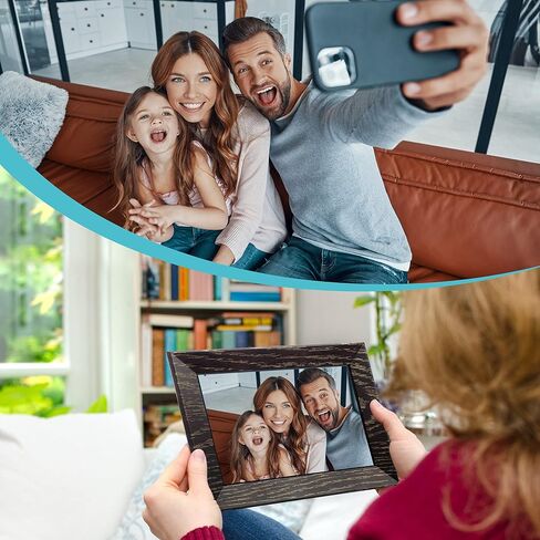 7 Inch Digital Picture Frame WiFi Digital Photo Frame, IPS HD Touch Screen Smart Photo Frame, 16GB Storage, Auto-Rotate, Easy Setup, Share Photos/Videos via Uhale App from Anywhere in Saudi Arabia