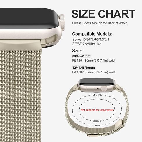 Easuny Magnetic Metal Loop Compatible with Apple Watch Band 40mm 41mm 38mm 42mm 44mm 45mm 49 mm for Women Men, Stainless Steel Dressy Mesh Strap for IWatch Series 9 8 7 6 5 4 3 2 1 SE Ultra in Kuwait