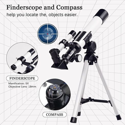 Astronomical Telescope for Kids & Beginners, 40mm Waterproof Magnification High-Definition Monocular Telescope with Tripod for Moon Watching Birds Beach Travel Science Gifts in Saudi Arabia