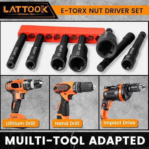 3/8'' Drive Torx Socket Set, LATTOOK 37PCS Torx Star Bit Socket T10-60, Female E-Torx Socket Set E4-E20, Tamper Proof Torx Bit Set T10-T55, CR-V & S2 Steel, with Socket Adapter Extension in Saudi Arabia