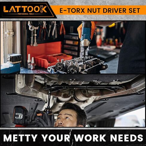 3/8'' Drive Torx Socket Set, LATTOOK 37PCS Torx Star Bit Socket T10-60, Female E-Torx Socket Set E4-E20, Tamper Proof Torx Bit Set T10-T55, CR-V & S2 Steel, with Socket Adapter Extension in Saudi Arabia