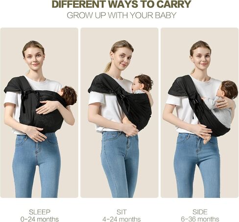 Baby Sling Carrier Newborn to Toddler Sling with Wide Shoulder Strap, Lightweight Baby Holder Carrier，Infant Half Wrapped Sling Carrier Perfect for Mom and Dad, Black in Saudi Arabia