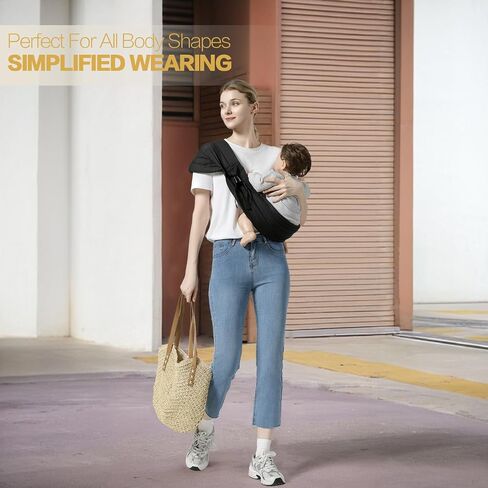 Baby Sling Carrier Newborn to Toddler Sling with Wide Shoulder Strap, Lightweight Baby Holder Carrier，Infant Half Wrapped Sling Carrier Perfect for Mom and Dad, Black in Saudi Arabia