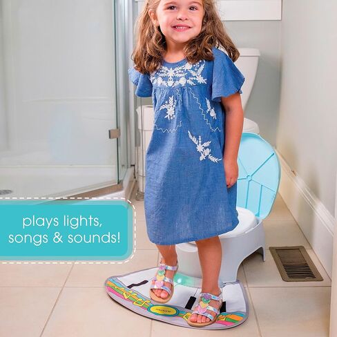 مرحاض التدريب على استخدام الحمام سيت آند بلاي 3 في 1 من سمر إنفانت، يتميز بساط قدم موسيقي تفاعلي، ووعاء قابل للإزالة وواقي من الرذاذ، رمادي/أزرق in Kuwait