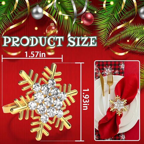 ZeeDix Christmas Flower Napkin Rings Set of 8, Silver Lotus Elegant Rhinestone Napkin Ring Serviette Buckles Holder for Wedding Birthday Christmas Holiday Party Home Kitchen Dinner Table Decoration in Kuwait