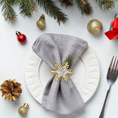 ZeeDix Christmas Flower Napkin Rings Set of 8, Silver Lotus Elegant Rhinestone Napkin Ring Serviette Buckles Holder for Wedding Birthday Christmas Holiday Party Home Kitchen Dinner Table Decoration in Kuwait