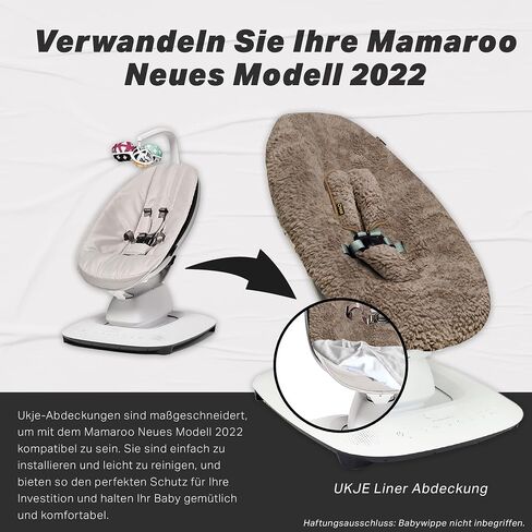 Ukje Protective Swing Cover Compatible with 4moms RockaRoo or MamaRoo 5, Multi-Motion Baby Swing, Baby Swing Liners, Baby Rocker Cover, Easy to Install, Easy to Wash, Handmade in Europe - Beige in Kuwait