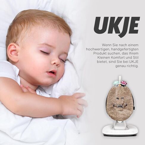 Ukje Protective Swing Cover Compatible with 4moms RockaRoo or MamaRoo 5, Multi-Motion Baby Swing, Baby Swing Liners, Baby Rocker Cover, Easy to Install, Easy to Wash, Handmade in Europe - Beige in Kuwait