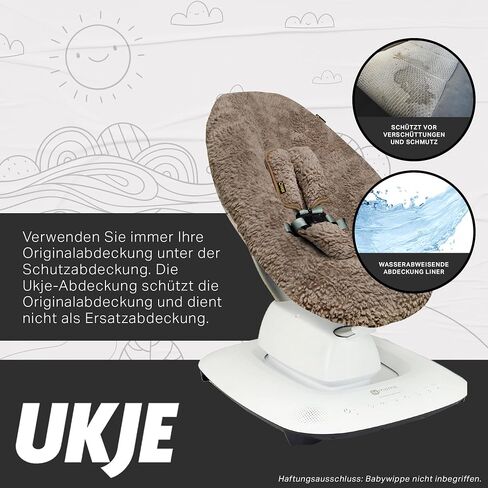 Ukje Protective Swing Cover Compatible with 4moms RockaRoo or MamaRoo 5, Multi-Motion Baby Swing, Baby Swing Liners, Baby Rocker Cover, Easy to Install, Easy to Wash, Handmade in Europe - Beige in Kuwait
