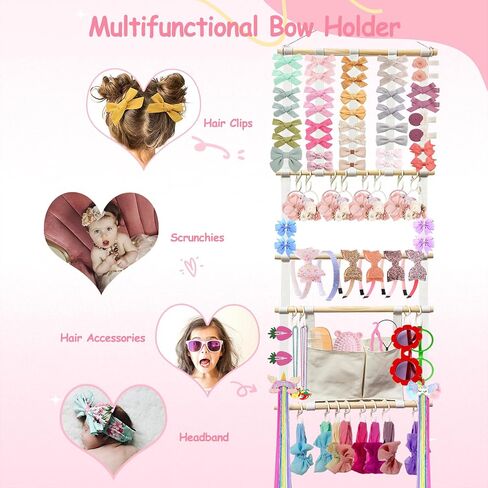 Headband Holder Hair Bows Organizer for Girls, Baby Headbands Hair Accessories Organizer Storage Wall Hanging Decor for Toddler Girls Room in Saudi Arabia