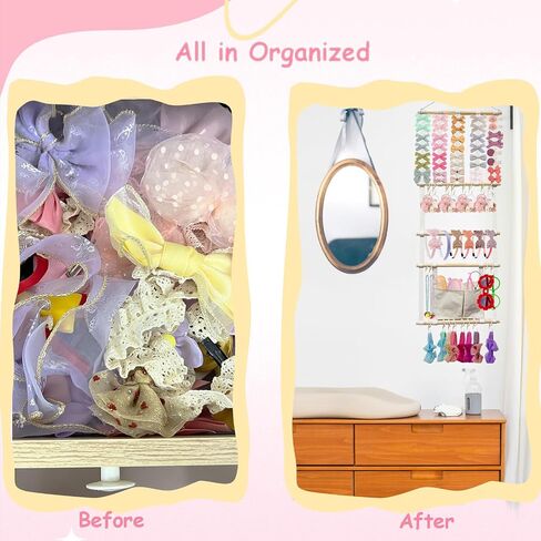 Headband Holder Hair Bows Organizer for Girls, Baby Headbands Hair Accessories Organizer Storage Wall Hanging Decor for Toddler Girls Room in Saudi Arabia