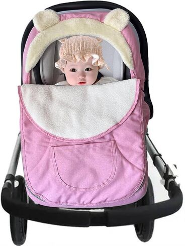 Carseat Cover-Baby Car Seat Cover-Winter Car Seat Covers for Babies,Infant Car Seat Cover Baby Car Seat Cover for Boys & Girls -Keeps Baby Warm and Cozy,2 in 1 Universal Baby Carseat Cover (Black) in Saudi Arabia