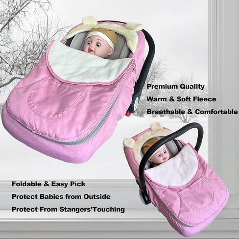 Carseat Cover-Baby Car Seat Cover-Winter Car Seat Covers for Babies,Infant Car Seat Cover Baby Car Seat Cover for Boys & Girls -Keeps Baby Warm and Cozy,2 in 1 Universal Baby Carseat Cover (Black) in Saudi Arabia