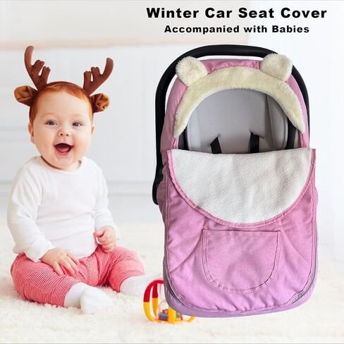 Carseat Cover-Baby Car Seat Cover-Winter Car Seat Covers for Babies,Infant Car Seat Cover Baby Car Seat Cover for Boys & Girls -Keeps Baby Warm and Cozy,2 in 1 Universal Baby Carseat Cover (Black) in Saudi Arabia