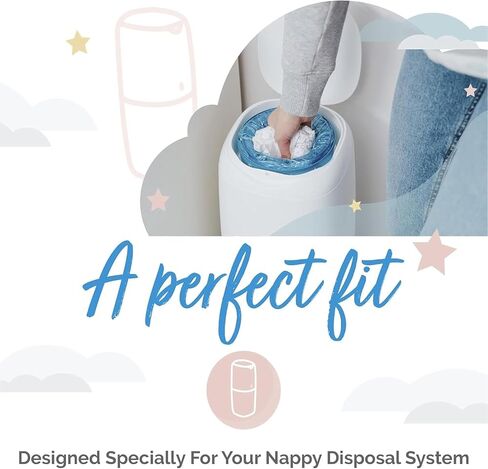Nappy Bin Refill Cassettes, Diaper Pail Refill Bags, Compatible with Diaper Genie & Angel Care - Pack of 8 Refill Cassettes with Easy Installation & Long-Lasting Diaper Disposal Solution in Saudi Arabia