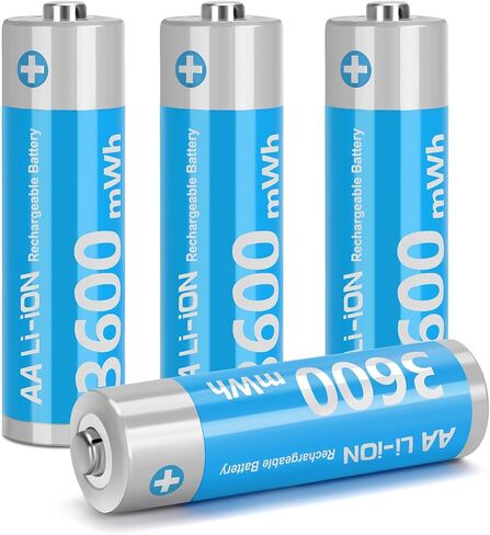 Rechargeable Lithium AA Batteries 4 Pack AA 1.5V Size Li-ion Batteries for Blink Camera,Double A Battery 3600mWh,Long-Lasting AA Batteries(No Included Charger) in Saudi Arabia