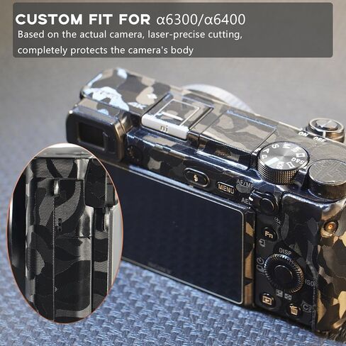 Camera Body Protective Film Compatible with Sony α6300/α6400 Camera Camouflage Film Camera Sticker Anti-Scratch Anti-Wear Precision-Cut Custom-fit Easy Installation (Ghost Black) in Saudi Arabia