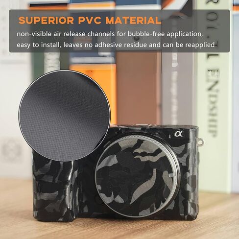 Camera Body Protective Film Compatible with Sony α6300/α6400 Camera Camouflage Film Camera Sticker Anti-Scratch Anti-Wear Precision-Cut Custom-fit Easy Installation (Ghost Black) in Saudi Arabia