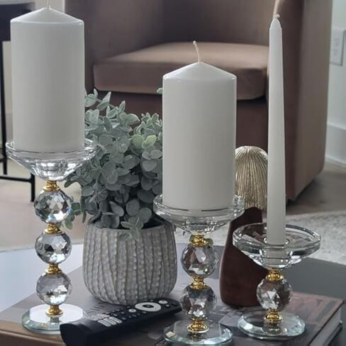 42 North Glass Candle Holder for Pillar Candles, Flameless Candles, LED Candles, Votive Candles, Modern Pillar Candle Holder for Home Decor, Table Decor, Wedding Decor, Set of 3 Gold Candle Holders in Saudi Arabia