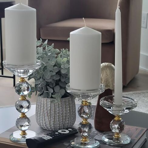42 North Glass Candle Holder for Pillar Candles, Flameless Candles, LED Candles, Votive Candles, Modern Pillar Candle Holder for Home Decor, Table Decor, Wedding Decor, Set of 3 Gold Candle Holders in Saudi Arabia