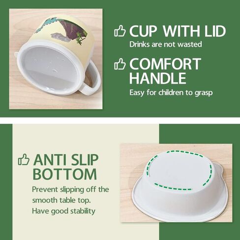 Toddler Plates and Bowls Set, Dinosaur Plate, Dinnerware Kids Feeding Set Bamboo Plate Dishes, Cartoon Kids Fork Spoon Bowl Cup Divided Plates with Utensils Baby Self-Feeding Plate Dishwasher Safe in Saudi Arabia