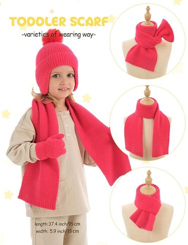 قبعة وقفازات للأطفال الصغار، مجموعات قفازات وشاح للرقبة للأطفال من 0-6 إلى 6-12 شهرًا 2t-4t، قبعة شتوية للأطفال مع أغطية للأذن in Kuwait