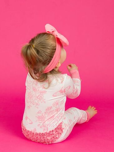 RuffleButts SoftSnooze™ Viscose from Bamboo Baby Girls Ruffle One Piece Convertible Pajamas in Saudi Arabia