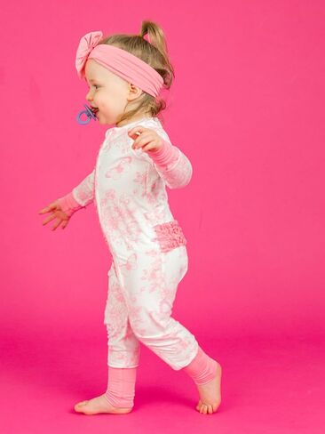 RuffleButts SoftSnooze™ Viscose from Bamboo Baby Girls Ruffle One Piece Convertible Pajamas in Saudi Arabia