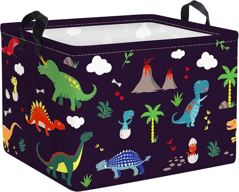 Clastyle Black Dinosaur Boys Shelf Basket Kids Tree Volcano Triceratops Toy Storage Bin Rectangle Clothes Books Storage Cube, 36L in Saudi Arabia