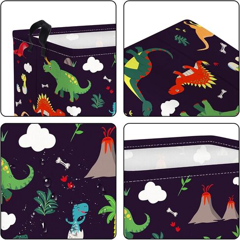 Clastyle Black Dinosaur Boys Shelf Basket Kids Tree Volcano Triceratops Toy Storage Bin Rectangle Clothes Books Storage Cube, 36L in Saudi Arabia