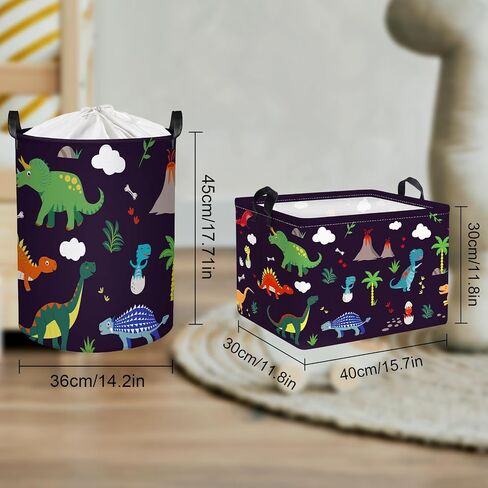 Clastyle Black Dinosaur Boys Shelf Basket Kids Tree Volcano Triceratops Toy Storage Bin Rectangle Clothes Books Storage Cube, 36L in Saudi Arabia