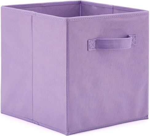 EZOWare Set of 6 Foldable Fabric Basket Bins, 10.5"x10.5"x11" Collapsible Storage Organizer Cube with Handle for Kids Clothes Baby Nursery - Purple in Saudi Arabia