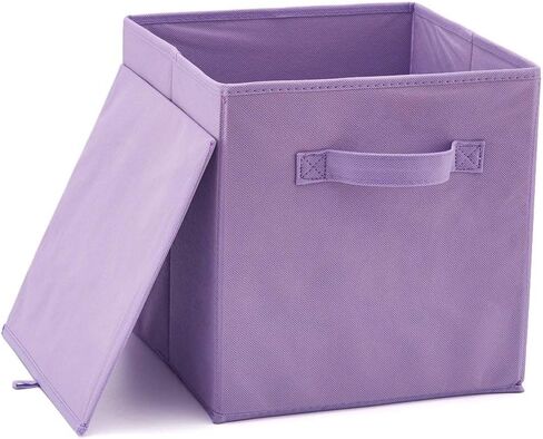 EZOWare Set of 6 Foldable Fabric Basket Bins, 10.5"x10.5"x11" Collapsible Storage Organizer Cube with Handle for Kids Clothes Baby Nursery - Purple in Saudi Arabia