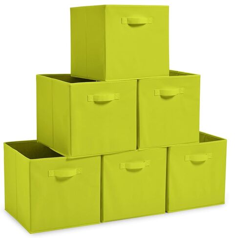 EZOWare Set of 6 Foldable Fabric Basket Bins, 10.5"x10.5"x11" Collapsible Storage Organizer Cube with Handle for Kids Clothes Baby Nursery - Purple in Saudi Arabia
