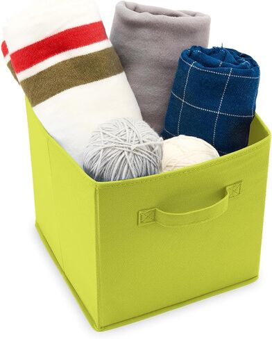 EZOWare Set of 6 Foldable Fabric Basket Bins, 10.5"x10.5"x11" Collapsible Storage Organizer Cube with Handle for Kids Clothes Baby Nursery - Purple in Saudi Arabia