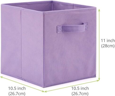 EZOWare Set of 6 Foldable Fabric Basket Bins, 10.5"x10.5"x11" Collapsible Storage Organizer Cube with Handle for Kids Clothes Baby Nursery - Purple in Saudi Arabia