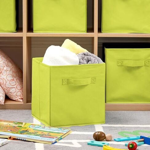 EZOWare Set of 6 Foldable Fabric Basket Bins, 10.5"x10.5"x11" Collapsible Storage Organizer Cube with Handle for Kids Clothes Baby Nursery - Purple in Saudi Arabia