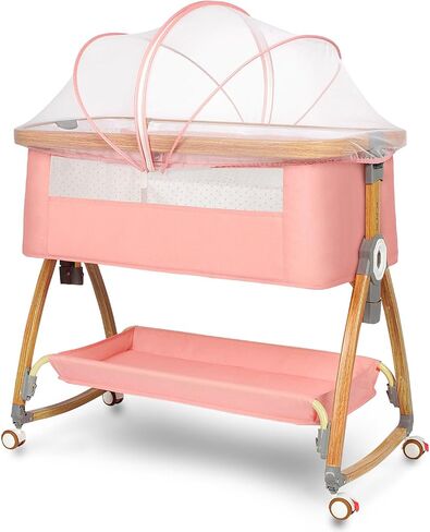 Baby Bassinet, Bedside Bassinet for Baby, 6 Height Adjustable Baby Bed, 3 in 1 Bassinet Bedside Sleeper with Wheels, Mosquito Net, Portable Bedside Crib for Infant/Baby/Newborn (Deep Grey) in Saudi Arabia