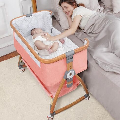 Baby Bassinet, Bedside Bassinet for Baby, 6 Height Adjustable Baby Bed, 3 in 1 Bassinet Bedside Sleeper with Wheels, Mosquito Net, Portable Bedside Crib for Infant/Baby/Newborn (Deep Grey) in Saudi Arabia