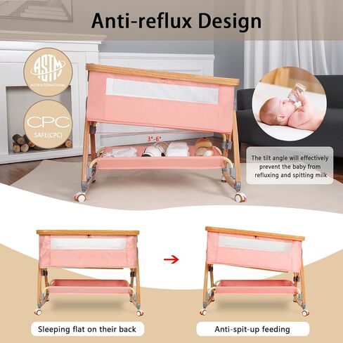 Baby Bassinet, Bedside Bassinet for Baby, 6 Height Adjustable Baby Bed, 3 in 1 Bassinet Bedside Sleeper with Wheels, Mosquito Net, Portable Bedside Crib for Infant/Baby/Newborn (Deep Grey) in Saudi Arabia