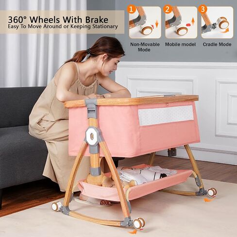 Baby Bassinet, Bedside Bassinet for Baby, 6 Height Adjustable Baby Bed, 3 in 1 Bassinet Bedside Sleeper with Wheels, Mosquito Net, Portable Bedside Crib for Infant/Baby/Newborn (Deep Grey) in Saudi Arabia