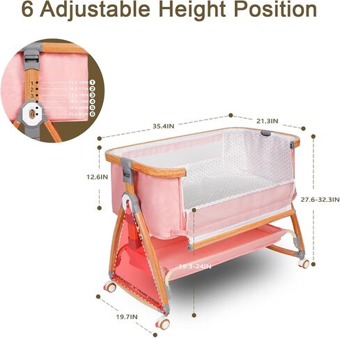 Baby Bassinet, Bedside Bassinet for Baby, 6 Height Adjustable Baby Bed, 3 in 1 Bassinet Bedside Sleeper with Wheels, Mosquito Net, Portable Bedside Crib for Infant/Baby/Newborn (Deep Grey) in Saudi Arabia