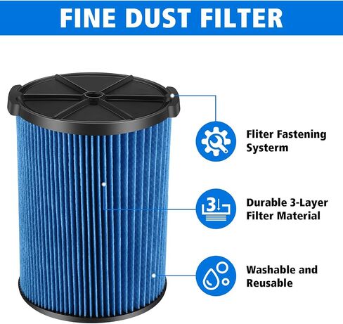VF5000 Replacement Vacuum Filter 3 Layer Pleated with High Efficiency Particle Air Filter Material Compatible with Rigid Shop Vac 6-20 Gallon Wet Dry Vacuums (2 Packs) in Saudi Arabia