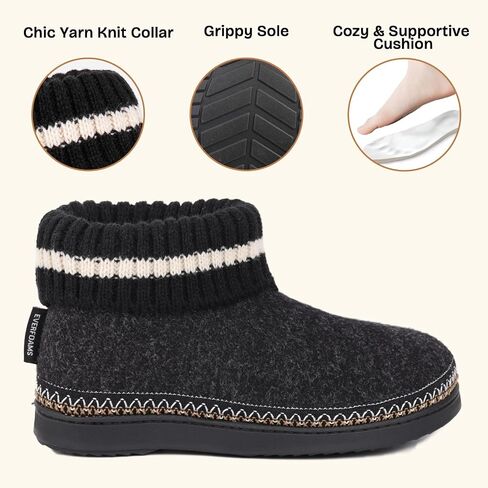 EverFoams Women's Bootie Slippers Non-slip Comfy Winter Indoor House Shoes with Knitted Collar in Saudi Arabia