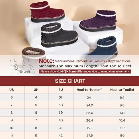 EverFoams Women's Bootie Slippers Non-slip Comfy Winter Indoor House Shoes with Knitted Collar in Saudi Arabia
