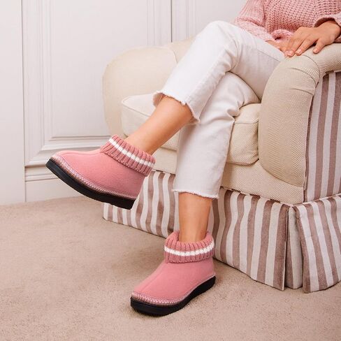 EverFoams Women's Bootie Slippers Non-slip Comfy Winter Indoor House Shoes with Knitted Collar in Saudi Arabia
