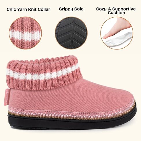 EverFoams Women's Bootie Slippers Non-slip Comfy Winter Indoor House Shoes with Knitted Collar in Saudi Arabia